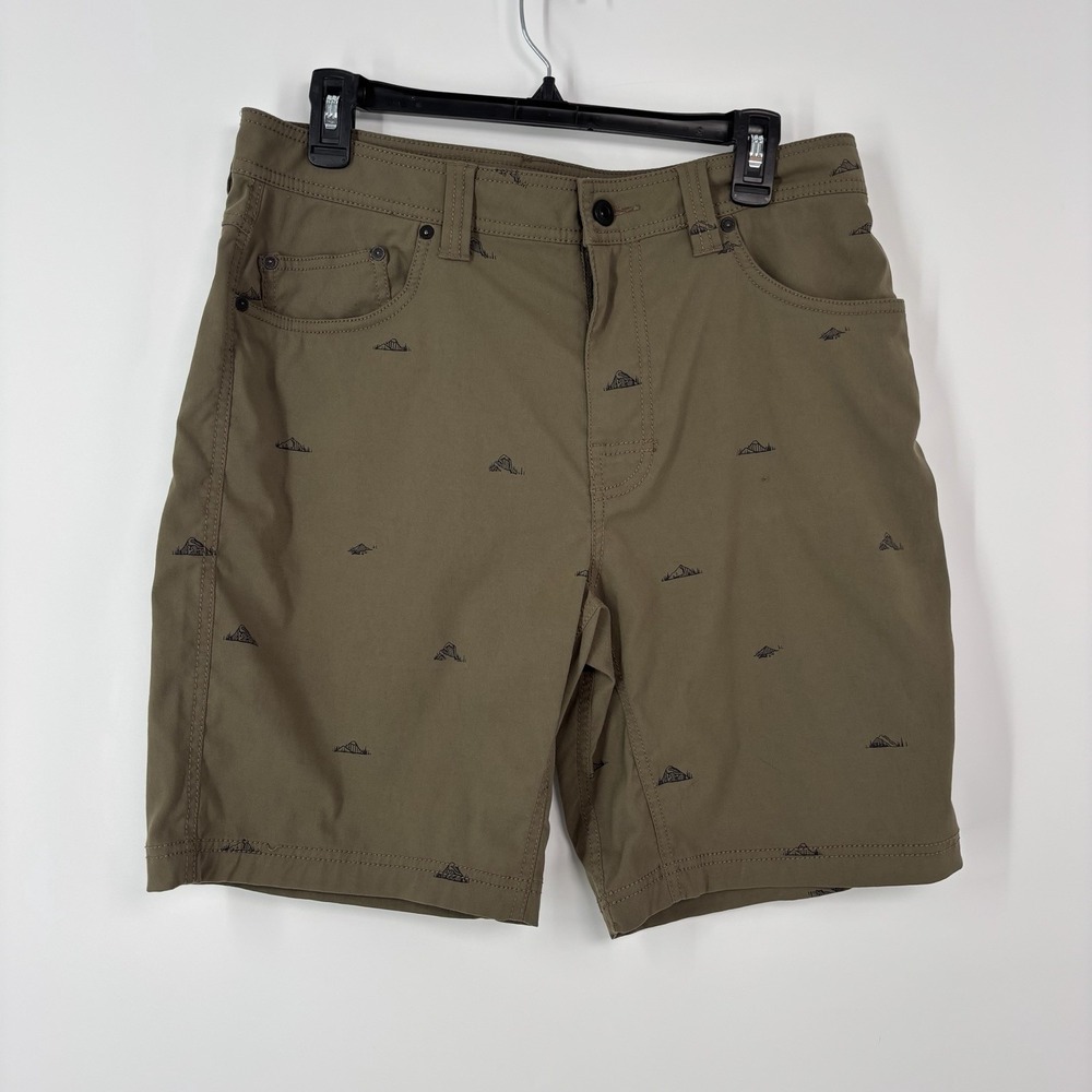 Prana Brion Shorts Inseam 8.5" Slate Green Crux Rocks Mens Size 33